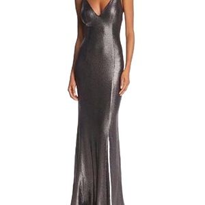 Aidan Mattox silver slinky dress